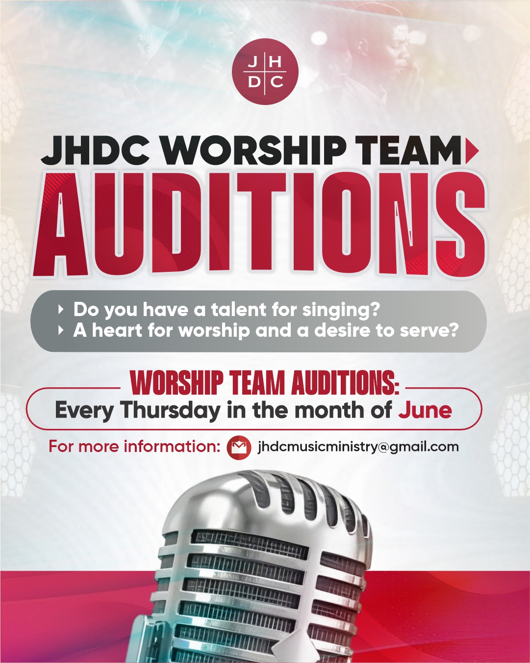 JHDC Worship Team Audition flyer ig format